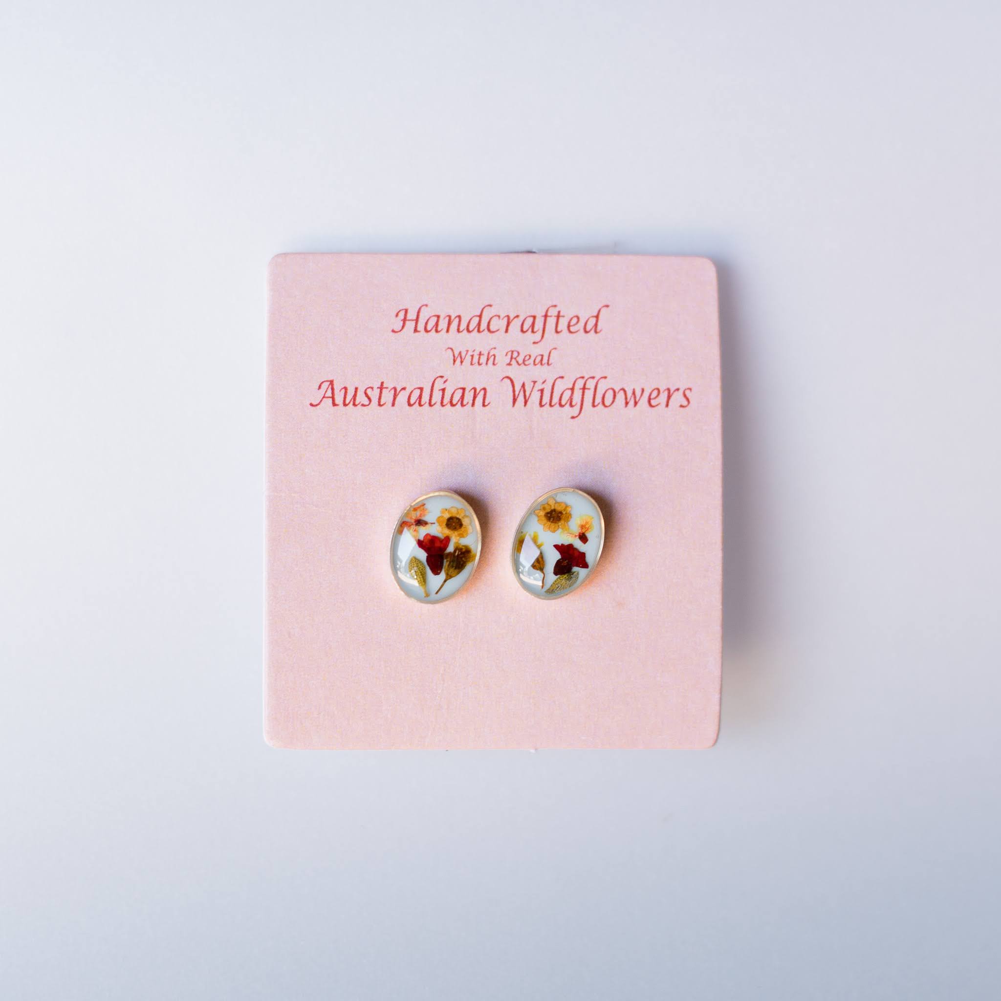 Wildflower oval sky blue earring studs