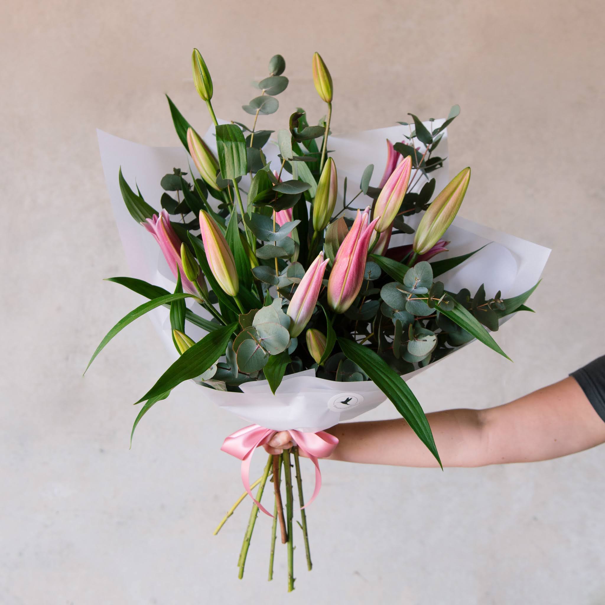 Pink lily bouquet - same day flower delivery - Beija Flor Florist Darwin