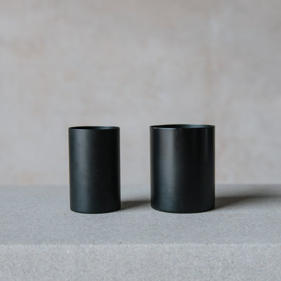 Modern Matte Black Candlestick Vase Small and Medium Cylander