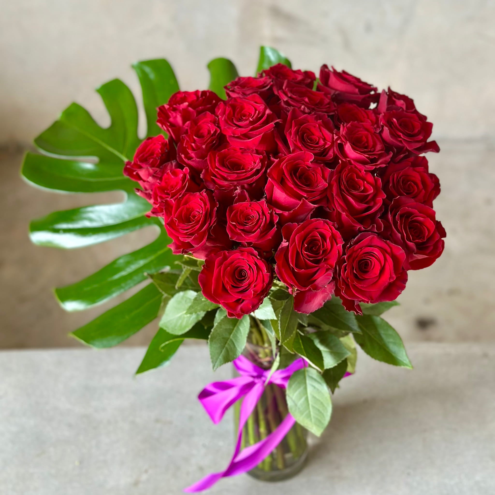 Valentine's Two Dozen Rose Vase